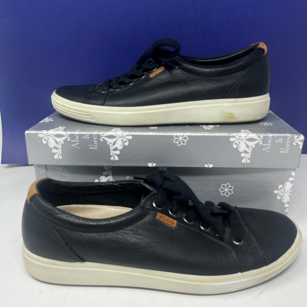 Ecco Black Leather Casual Skateboard Shoes 8